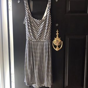 Navy blue and white striped dress